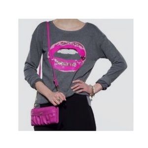 JUICY COUTURE SEQUINED PINK LIPS SWEATSHIRT TOP